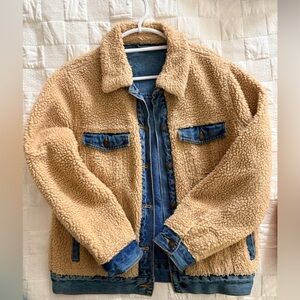 Full reversible Tan Sherpa Denim Jacket